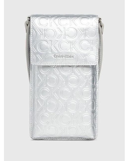 Calvin Klein Gray Metallic-Crossbody Phone Bag