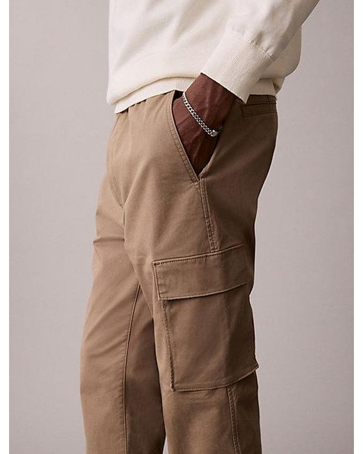 Calvin Klein Brown Comfort Cotton Skinny Cargo Pants for men