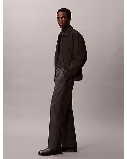 Calvin Klein Brown Straight Wool Blend Pinstripe Belted Trousers for men