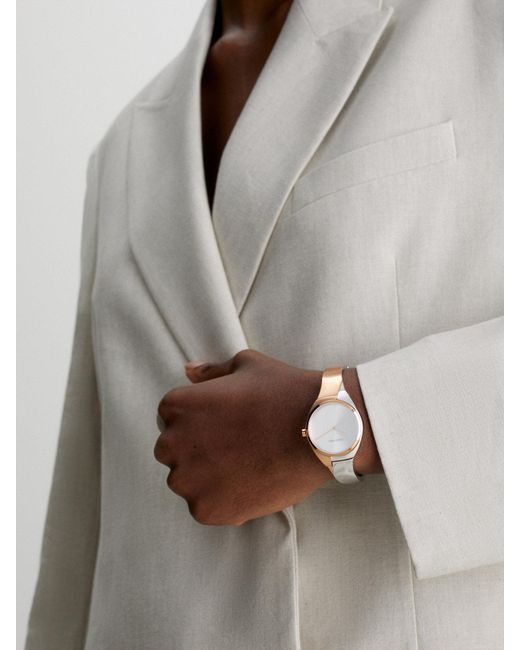 Calvin Klein White Two-Tone Dynamic Bangle Watch