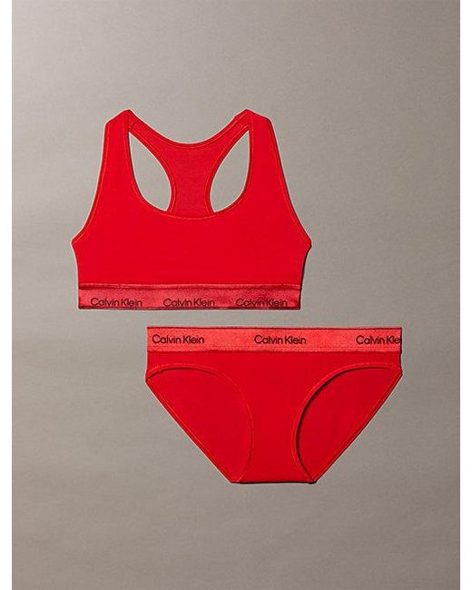Calvin Klein Ongevoerde Braletteset in het Red