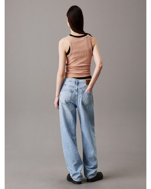 Calvin Klein Natural Slim Ribbed Cotton Tank Top