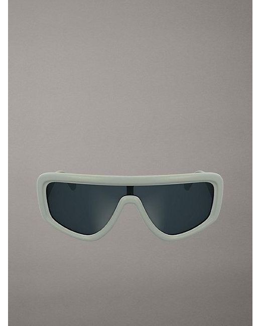Calvin Klein Gray Jeans Shield Sunglasses
