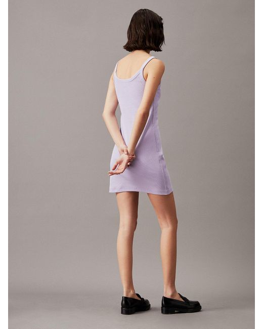 Calvin Klein Purple Ribbed Cotton Tank Dress