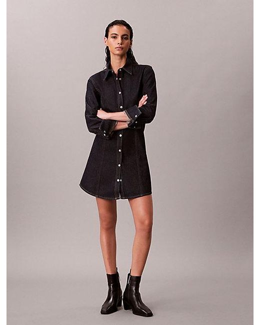 Calvin Klein Blue Jeans Denim Seamed Dress
