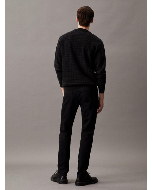 Calvin Klein Black Check Textured Jumper for men