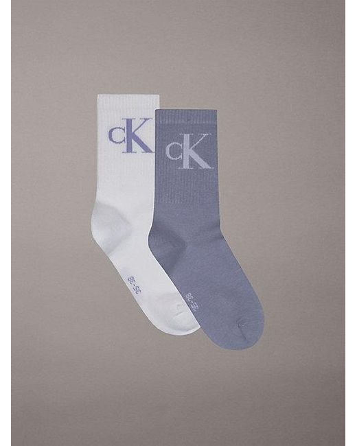 Calvin Klein Purple 2 Pack Soft Cotton Stretch Crew Socks