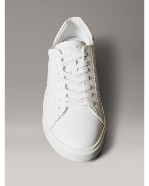 Baskets En Cuir À Motif Logo Emblème Calvin Klein en coloris Metallic