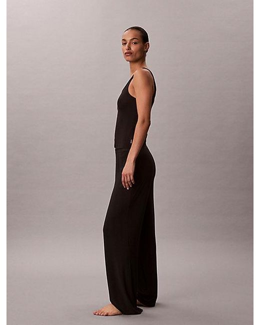 Calvin Klein Zachte Modal Geribbelde Pyjamabroek in het Black