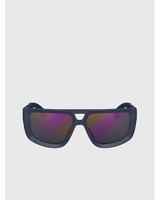 Calvin Klein Purple Modifizierte rechteckige Sonnenbrille CKJ24605S