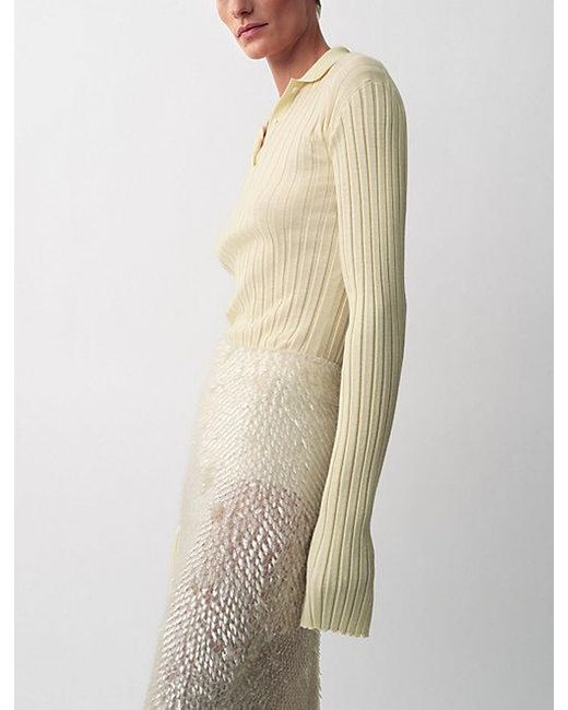 Calvin Klein White Amber Ribbed Polo Jumper
