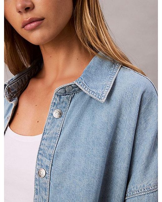 Calvin Klein Blue Jeans Cotton Linen Denim Shirt