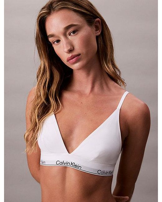 Calvin Klein Brown Unlined Triangle Bralette Icon Cotton Modal
