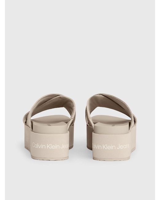 Calvin Klein Natural Leather Platform Sandals