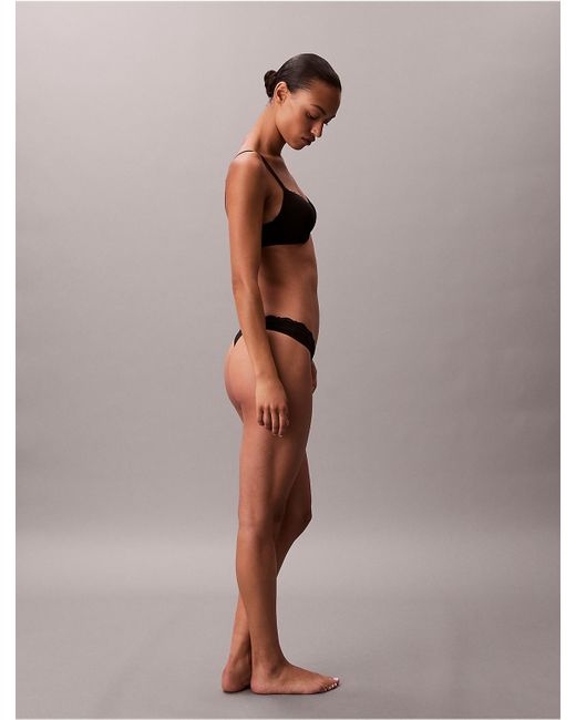 Calvin Klein Black Low Rise Thong Micro Stretch With Lace