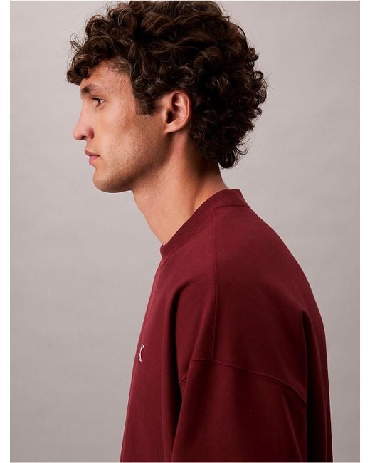 Calvin Klein Red Calvin Klein Premium Fleece Relaxed Sweatshirt for men