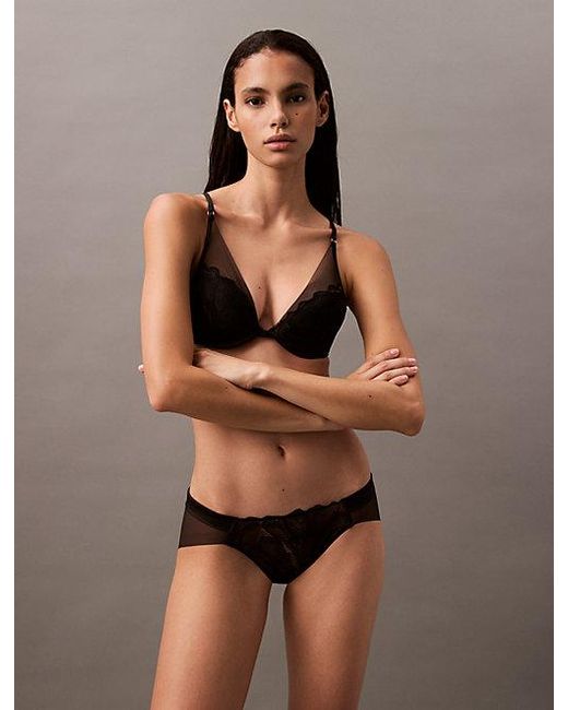 Calvin Klein Brown Plunge Bra Ck Floral Lace