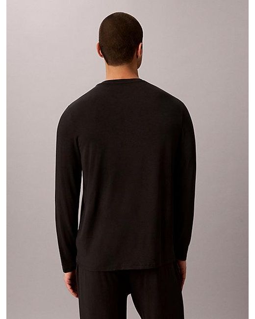 Calvin Klein Black Henley Pyjama Top Ultra Soft Modal for men