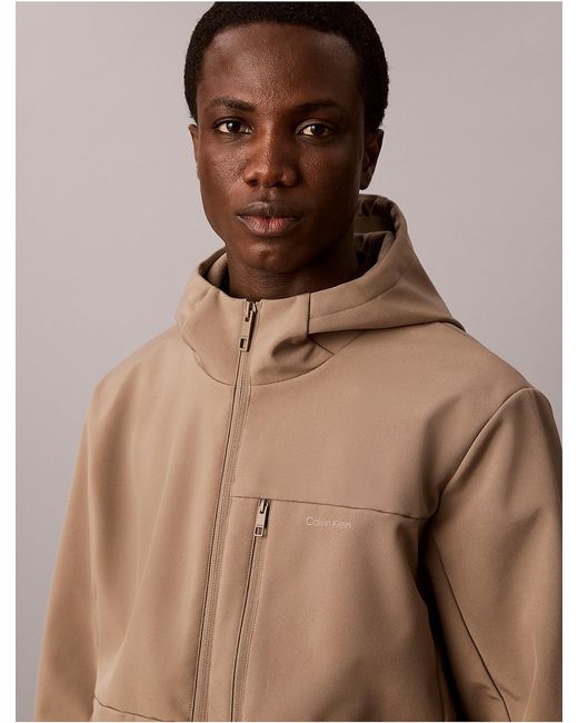 Calvin Klein Natural Softshell Lined Hooded Jacket for men