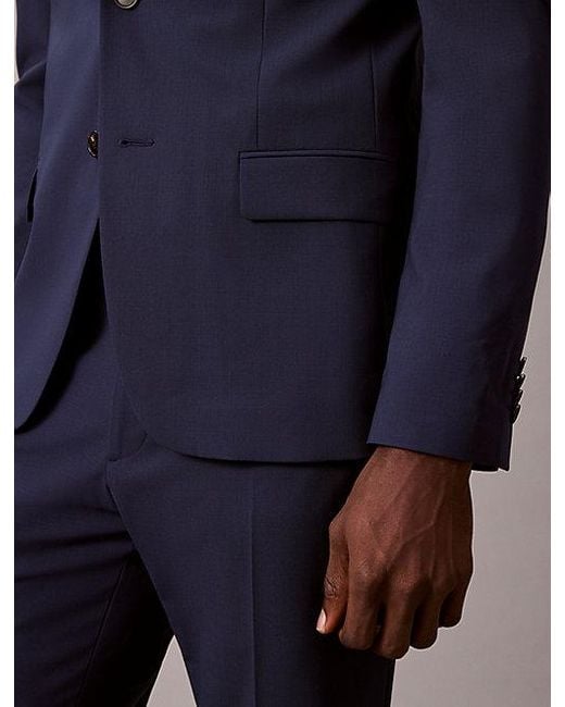Calvin Klein Blue Slim Wool Stretch Blazer for men