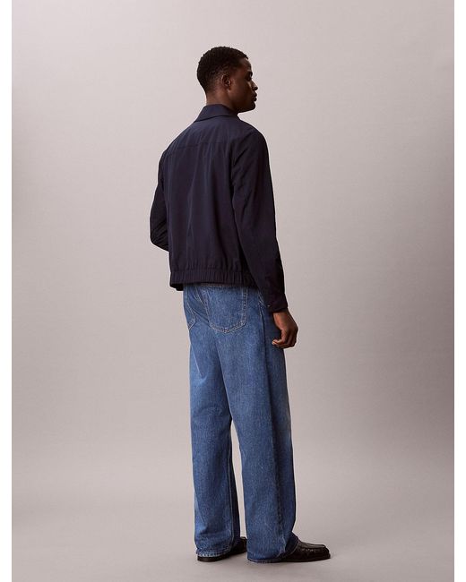 Calvin Klein Blue Matte Twill Zip-Up Blouson Jacket for men