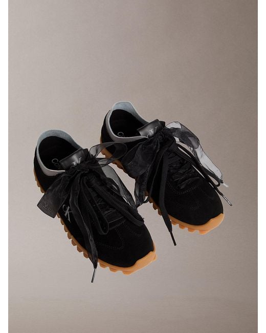 Calvin Klein Brown Suede Organza Runner Trainers