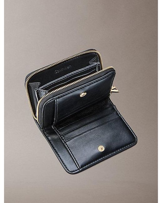 Calvin Klein Gray Leather Rfid Monogram Charm Wallet