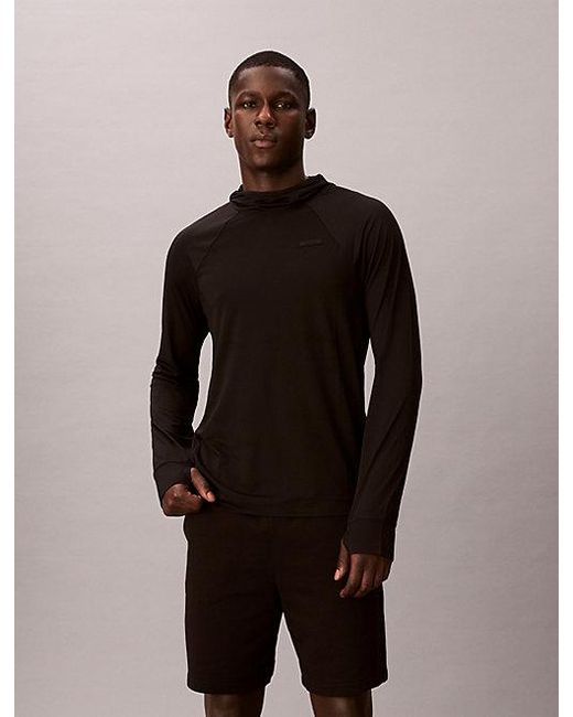 Calvin Klein Black Sport Quick Dry Thumbhole Travel T-Shirt Hoodie for men