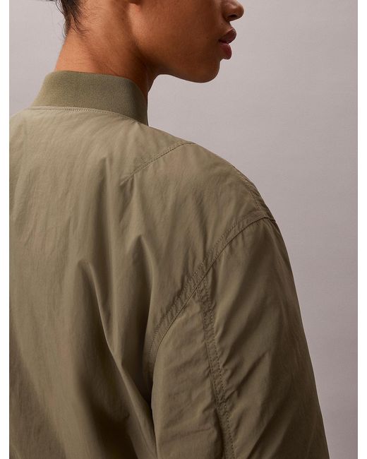 Calvin Klein Brown Lightly Padded Nylon Bomber Jacket