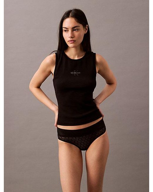 Calvin Klein Brown Brazilian Briefs Icon Logo Lace