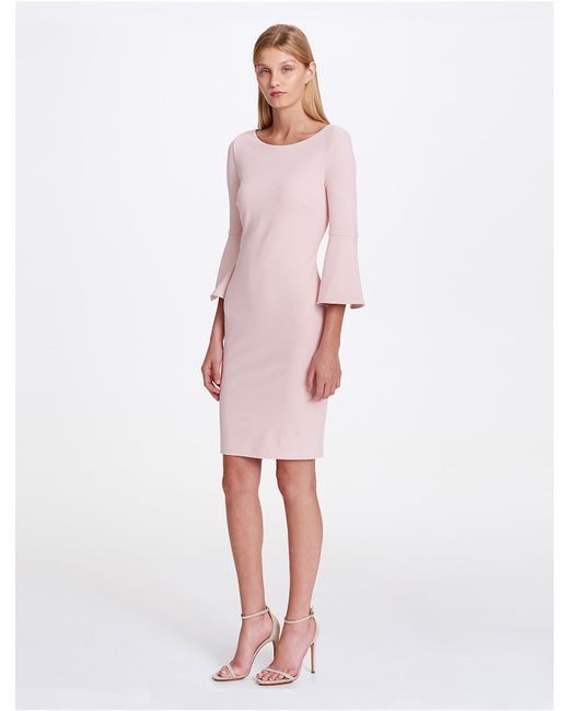 CALVIN KLEIN 205W39NYC Pink Bell Sleeve Crepe Dress
