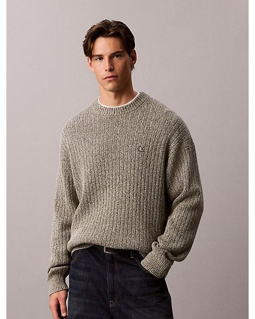 Calvin Klein Gray Jeans Cotton Ribbed Jumper for men