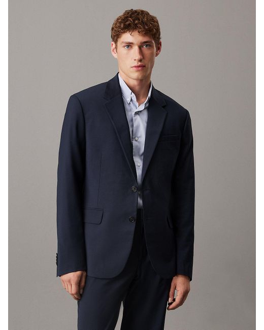 Calvin Klein Blue Slim Wool Blend Blazer for men