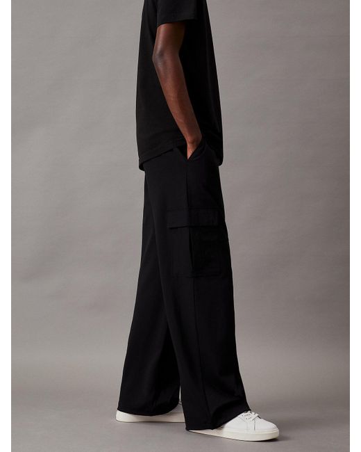 Pantalon cargo relaxed en jersey Milano Calvin Klein pour homme en coloris Black
