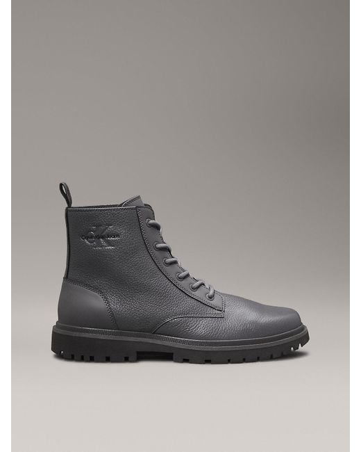 Calvin Klein Gray Leather Boots for men