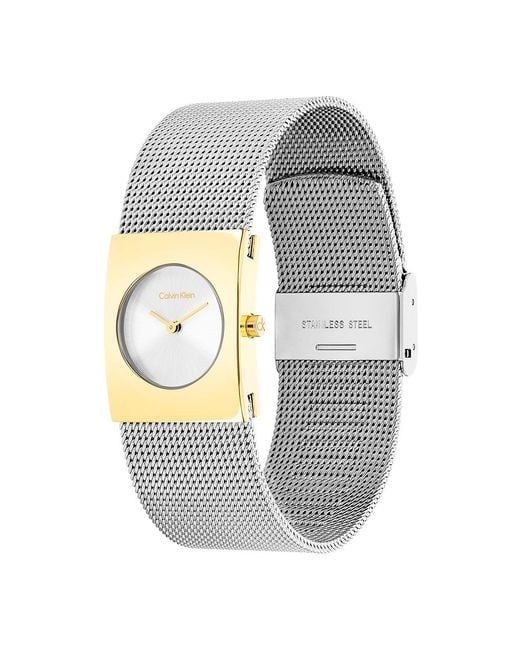 Calvin Klein White Ck Pulse Two-Tone Steel Bracelet Watch