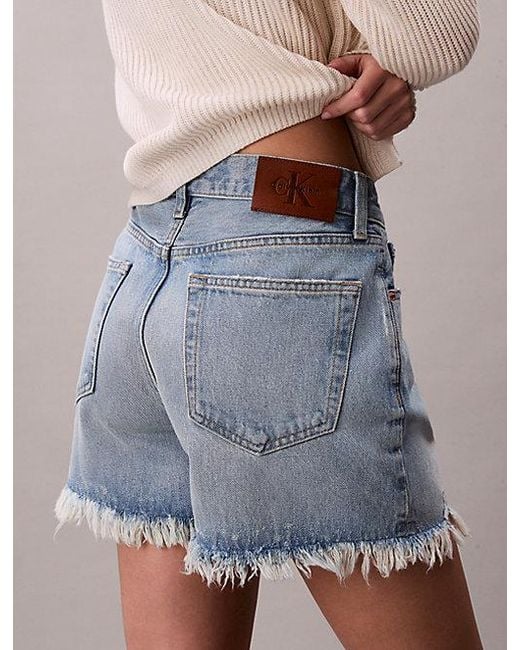 Calvin Klein Multicolor Jeans 90S Relaxed Frayed Denim Shorts