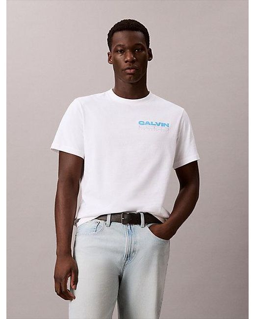 Calvin Klein White Jeans Relaxed Back Logo T-Shirt for men