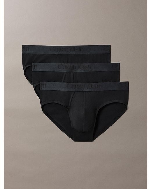 Calvin Klein Black 3 Pack Hip Briefs for men