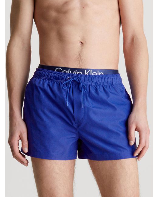 Short de bain court avec double ceinture - CK Steel Calvin Klein pour homme en coloris Blue