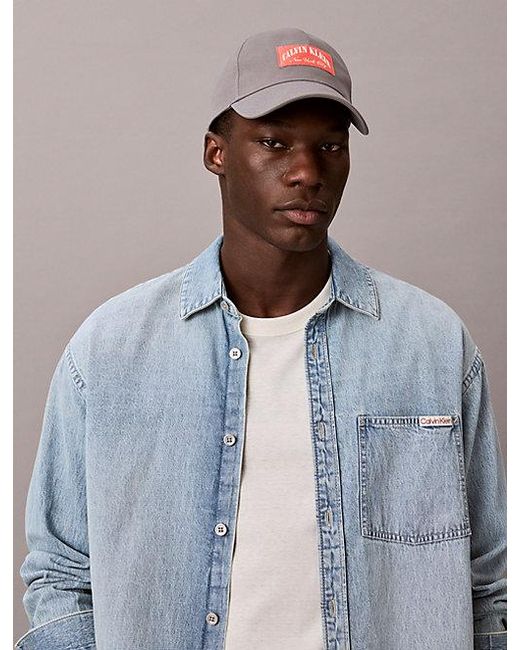 Calvin Klein Gray Heritage Crest Patch Baseball Cap for men