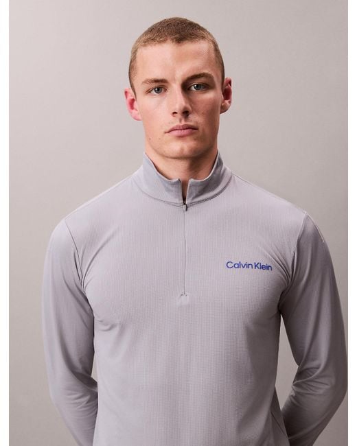 Calvin Klein Purple Quick-Dry 1/4 Zip Long Sleeve Technical Top for men