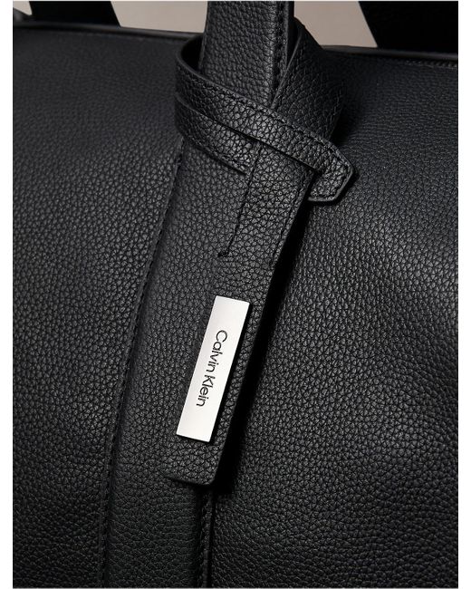 Calvin Klein Gray Leather Large Duffle Bag for men