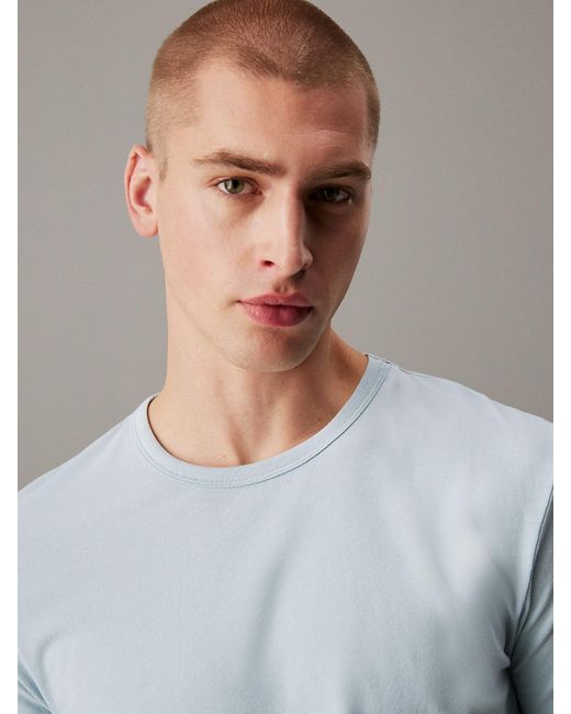 Calvin Klein White Cotton Stretch Blend 3-Pack Crewneck Sleep T-Shirt for men