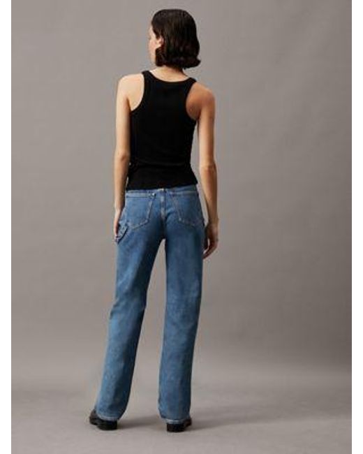 Calvin Klein Blue High Rise Straight Carpenter Jeans