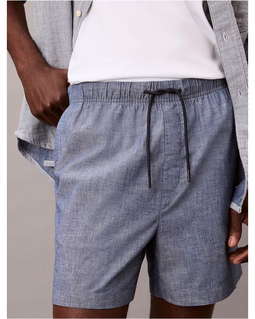 Calvin Klein Multicolor Calvin Klein Chambray Pull-On Shorts for men