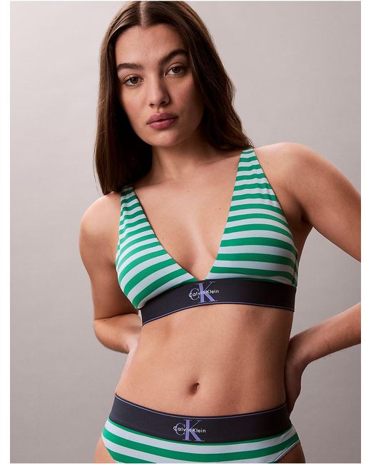 Calvin Klein Multicolor Graphic Monogram Microfiber Stretch Lightly Lined Triangle Bralette