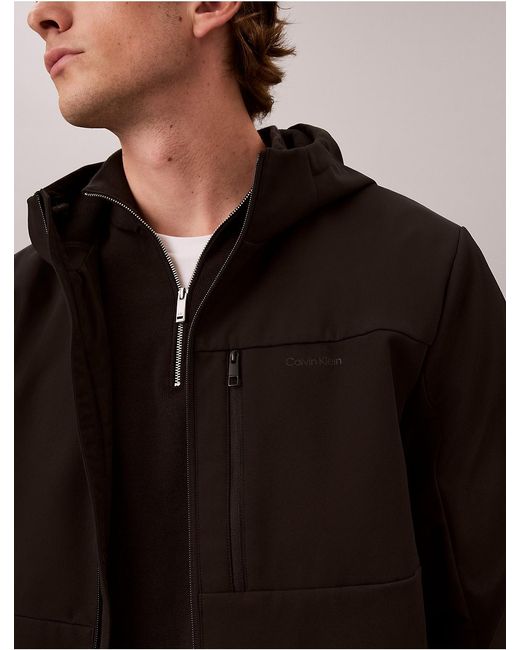 Calvin Klein Brown Softshell Lined Hooded Jacket for men