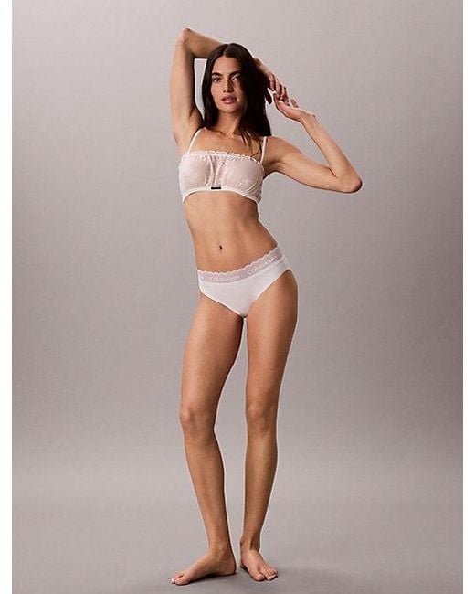 Calvin Klein Brown Unlined Bandeau Bra Icon Lace