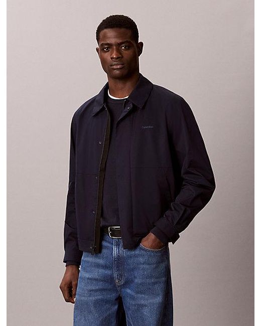 Calvin Klein Blue Matte Twill Zip Up Blouson Jacket for men